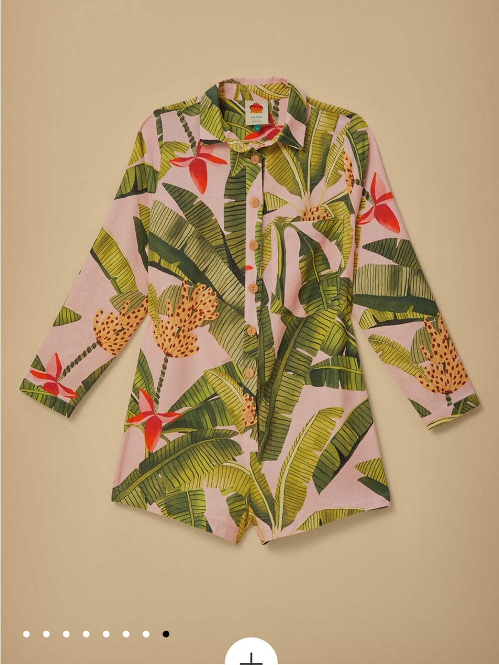 FarmRio Tropical Romper - Pink/Green